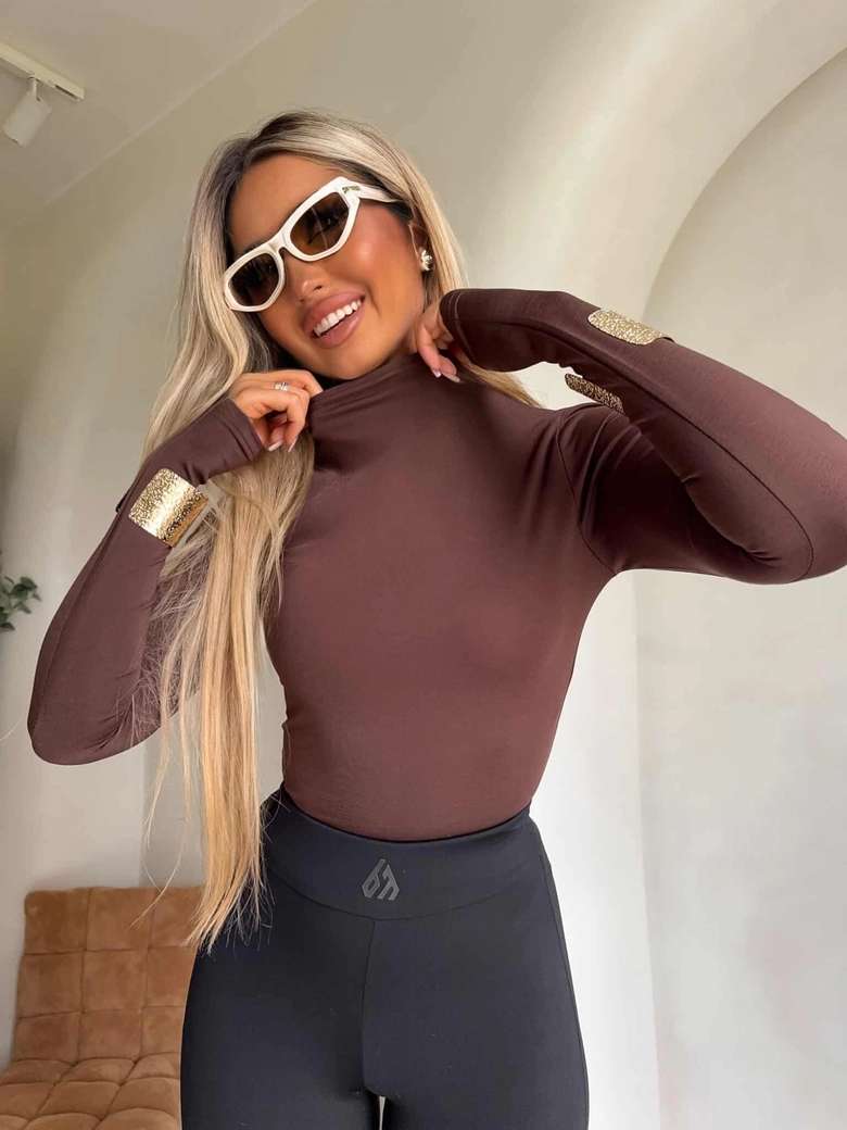 Bluzka SKIN gładka – czekoladowy