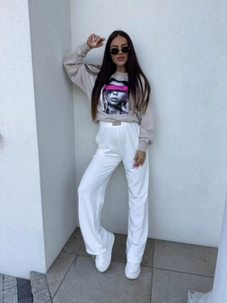 Dekatyzowana bluza LOCK - jasny beż