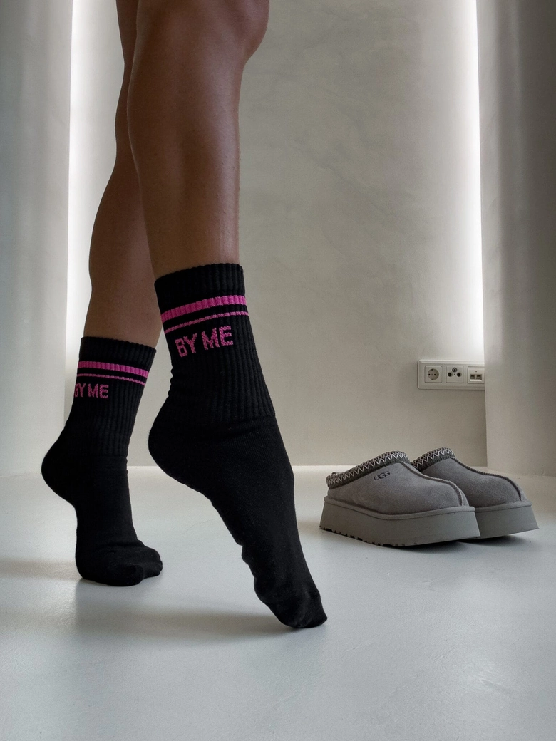 Skarpetki STRIPES – czarno-różowe