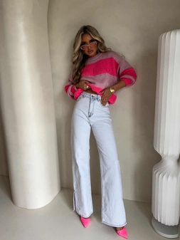 Sweter LEGEND pasy – jasny roż-koral