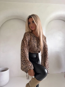 Bluzka LISBONA panterka - beżowo-czarna