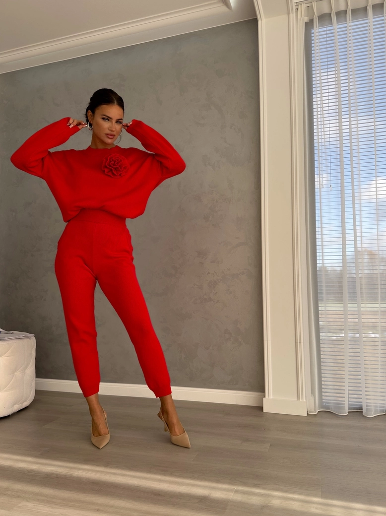 Komplet DELANI LONG – czerwony N19018