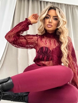 Bluzka FLORAL – bordowa