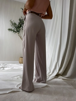 Spodnie SIMPLE wiskoza - szaro-beż