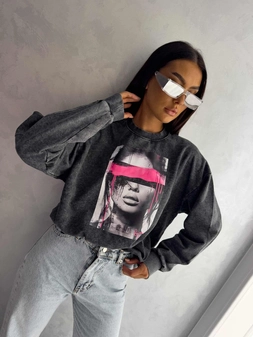 Dekatyzowana bluza LOCK - czarna