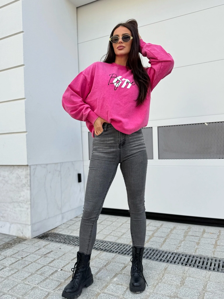 Dekatyzowana bluza MONETTE - różowa