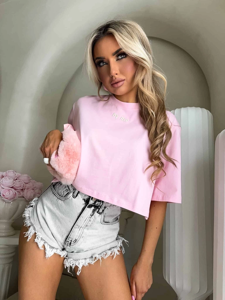 T-shirt pudełkowy ALLO - różowy