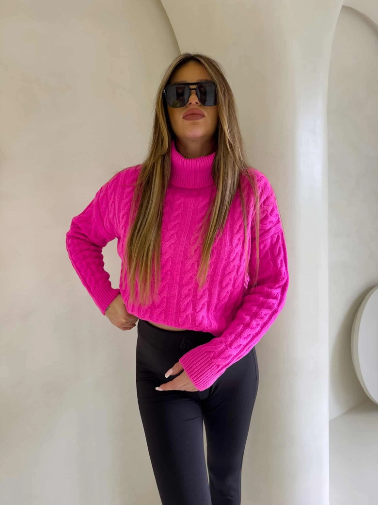 Sweter golf INKO - mocny róż