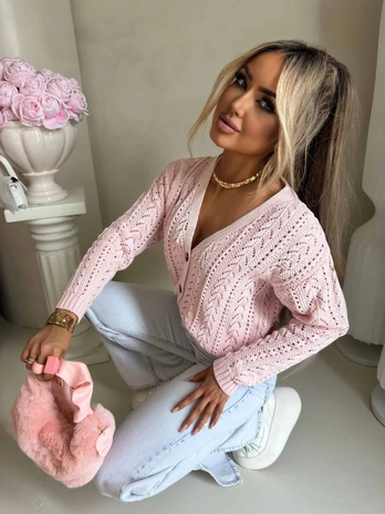 Sweter WOOD – jasny róż