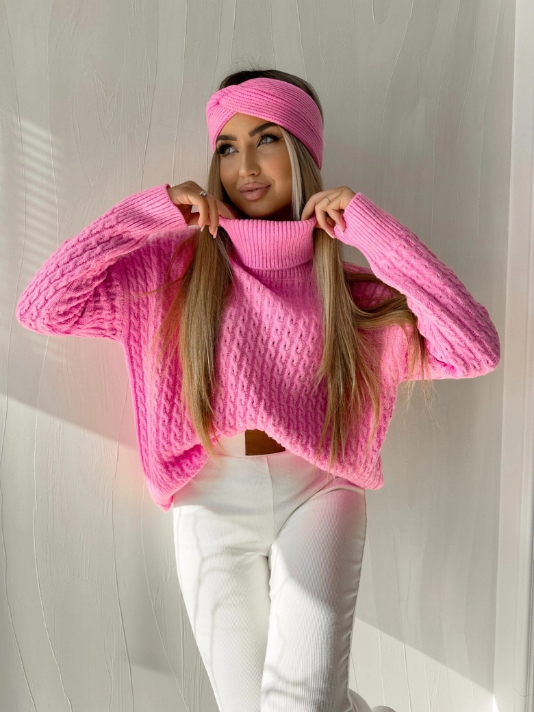 Sweter golf INKO - barbi róż E18282