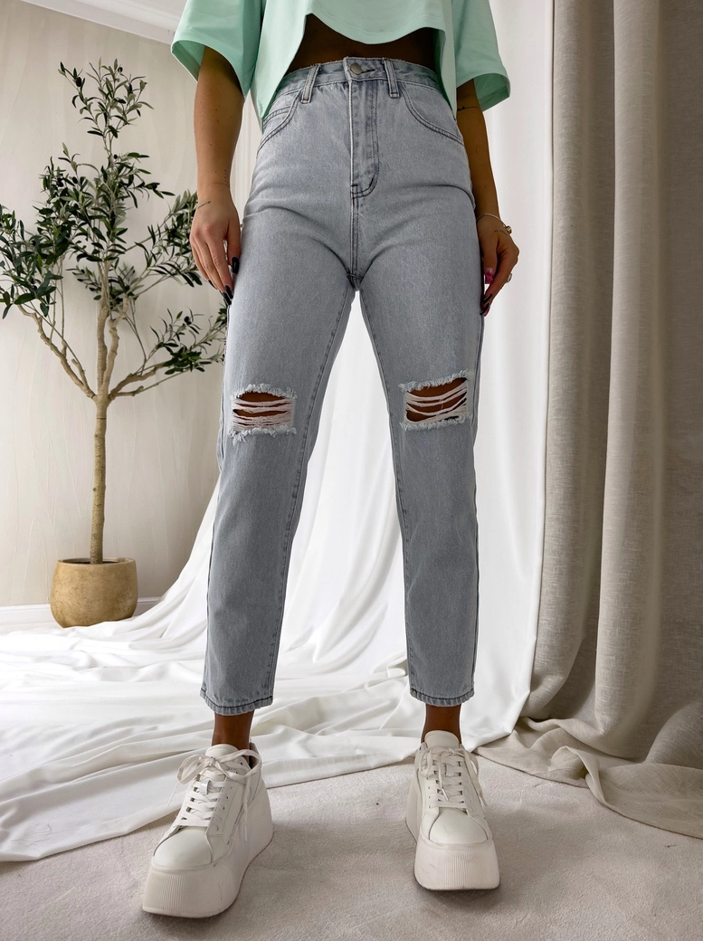 Jeansy MOM FIT HOLES – jeansowe