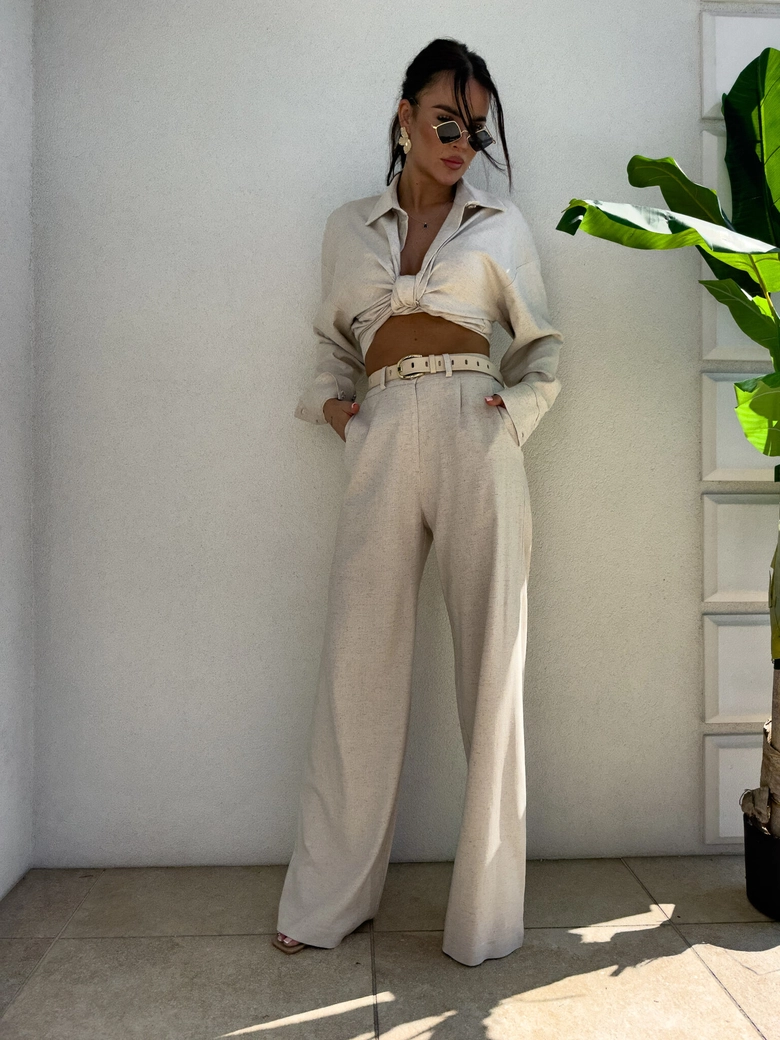 Spodnie SIMPLE natural - szaro-beż