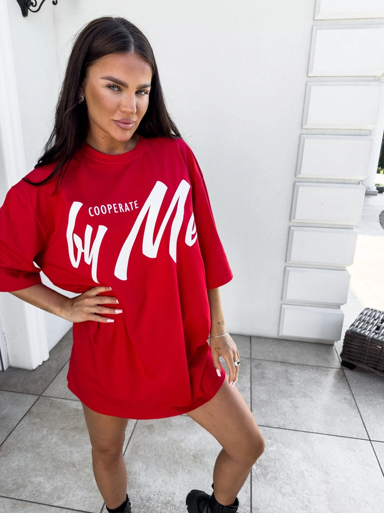 Tuniko sukienka t-shirt COLA - czerwona