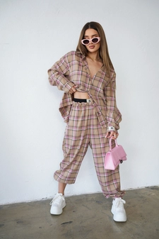 Koszula damska BG Pattern | beż-róż