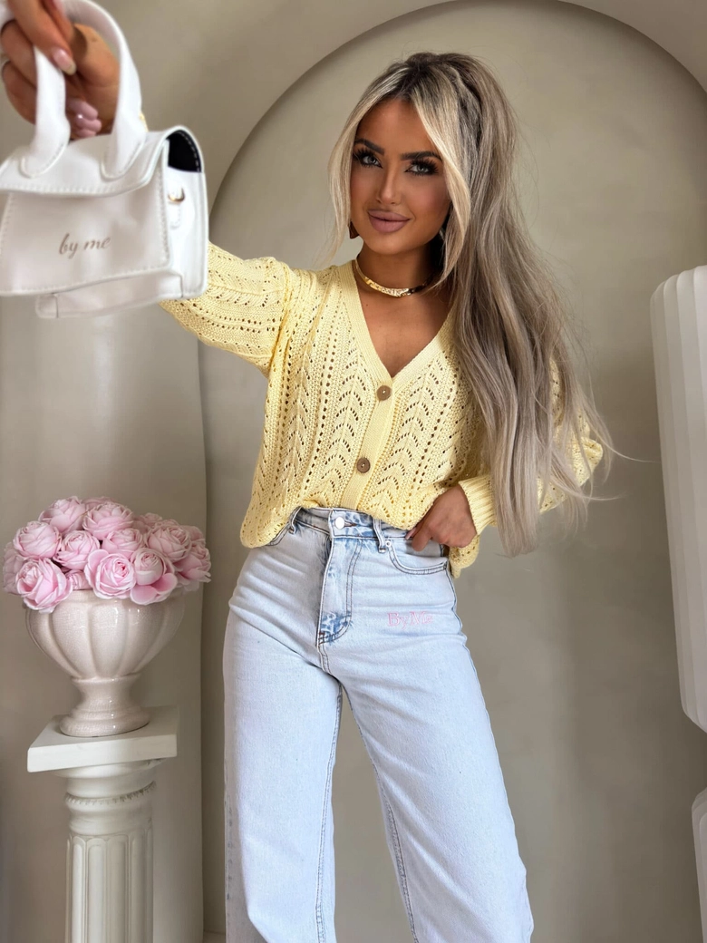 Sweter WOOD – żółty pastel