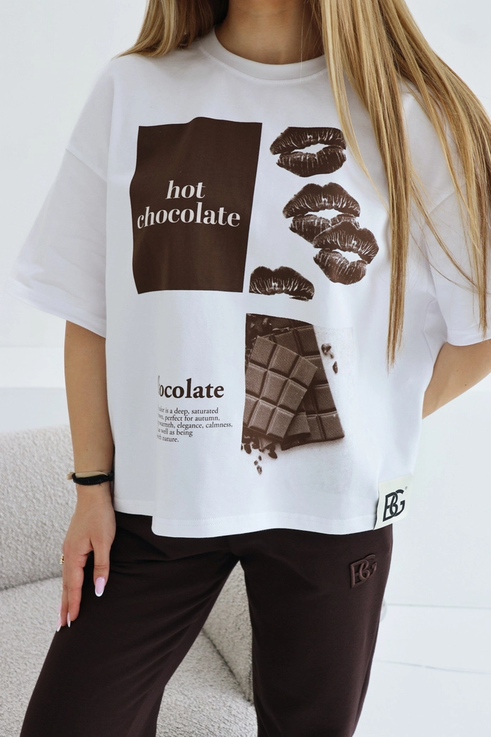 T-Shirt damski BG Choco | biały