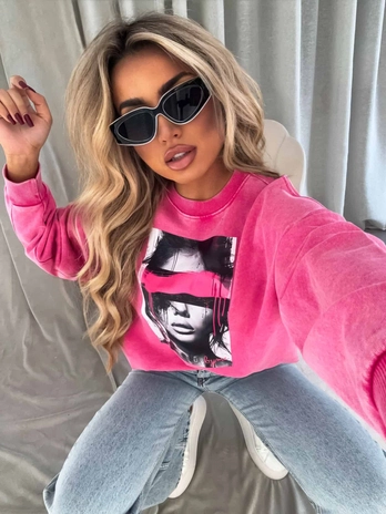 Dekatyzowana bluza LOCK - różowa