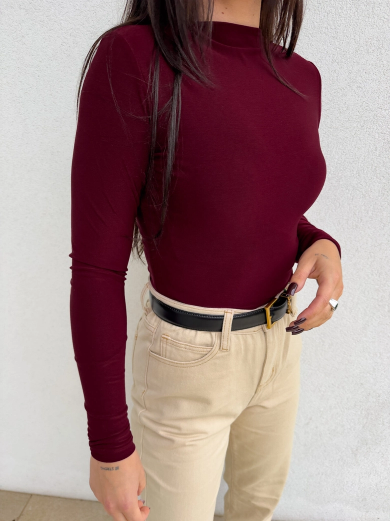 Bluzka SKIN gładka – bordowa C17770