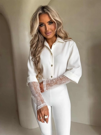 Koszula rękaw KORONKA - ecru