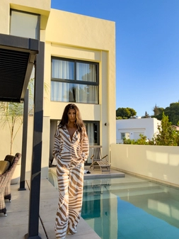 Koszula OVER AUTUMN print zebra - beżowo-ecru O16711