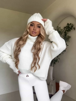 Sweter golf LAVER - ecru