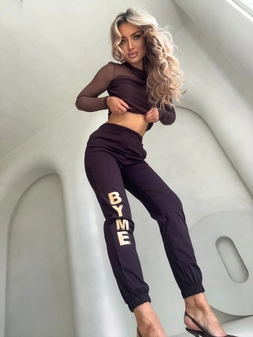 Spodnie JOGGERY logo - czekoladowe