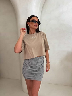 T-shirt pudełkowy ALLO - beżowy