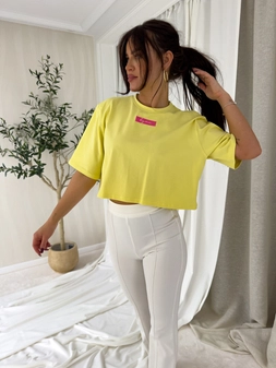 T-shirt pudełkowy MINIMAL - cytrynowy