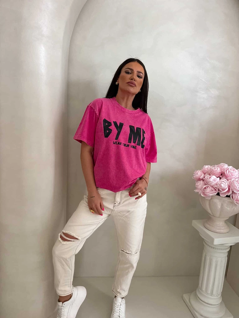 Dekatyzowany t-shirt BALEN - różowy