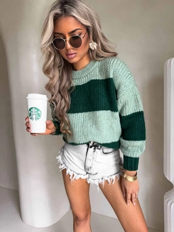 Sweter LEGEND pasy – zieleń