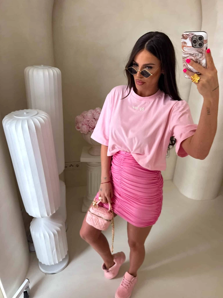 T-shirt pudełkowy ALLO - różowy