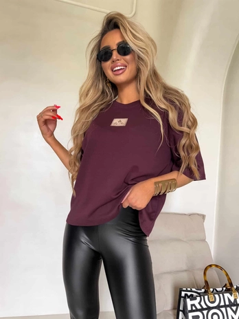 T-shirt COTTON - bordowy