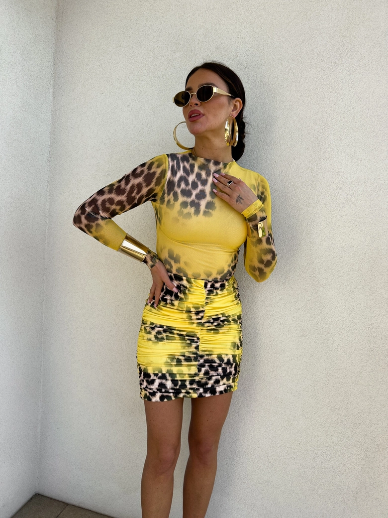 Spódnica MARSZCZONA print gepard – żółta