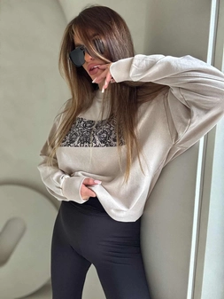 Dekatyzowana bluza KORONKA - jasny beż