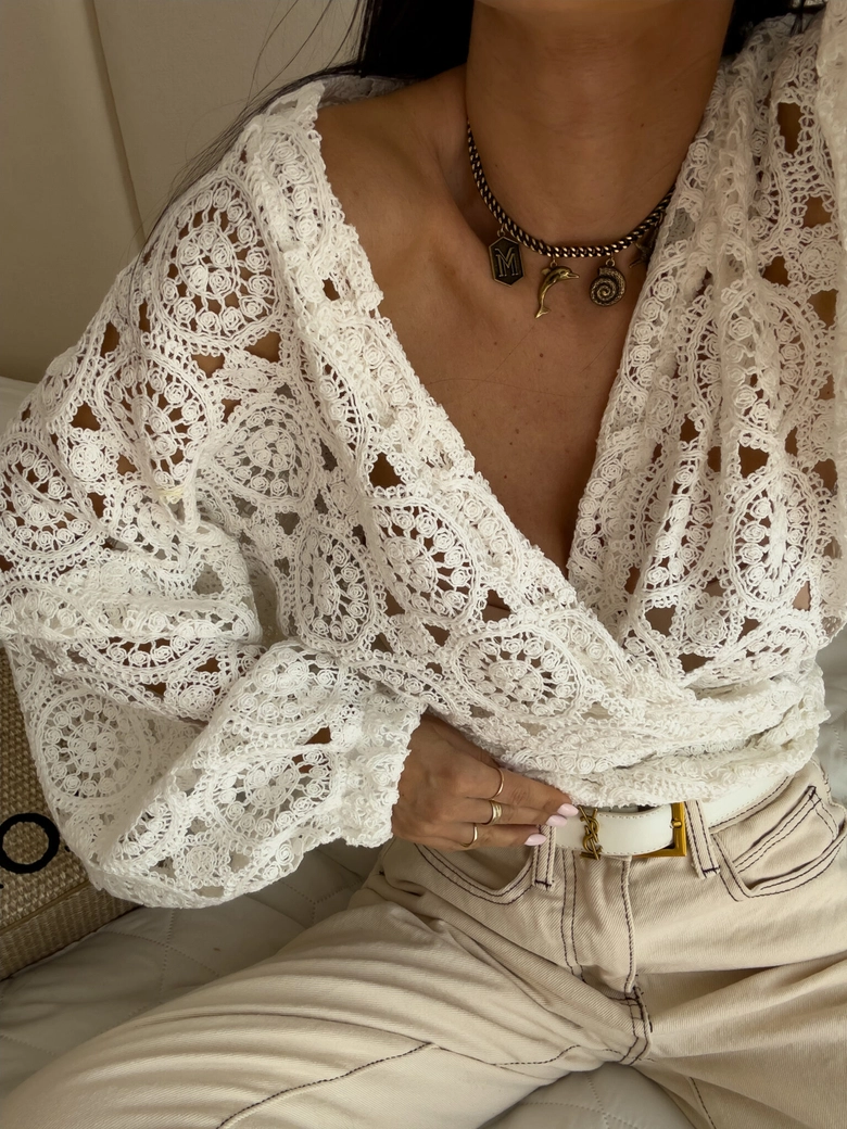 Kimono AŻUROWE koła - ecru