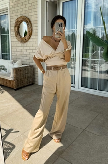 Spodnie BIANCO - beżowe T17829