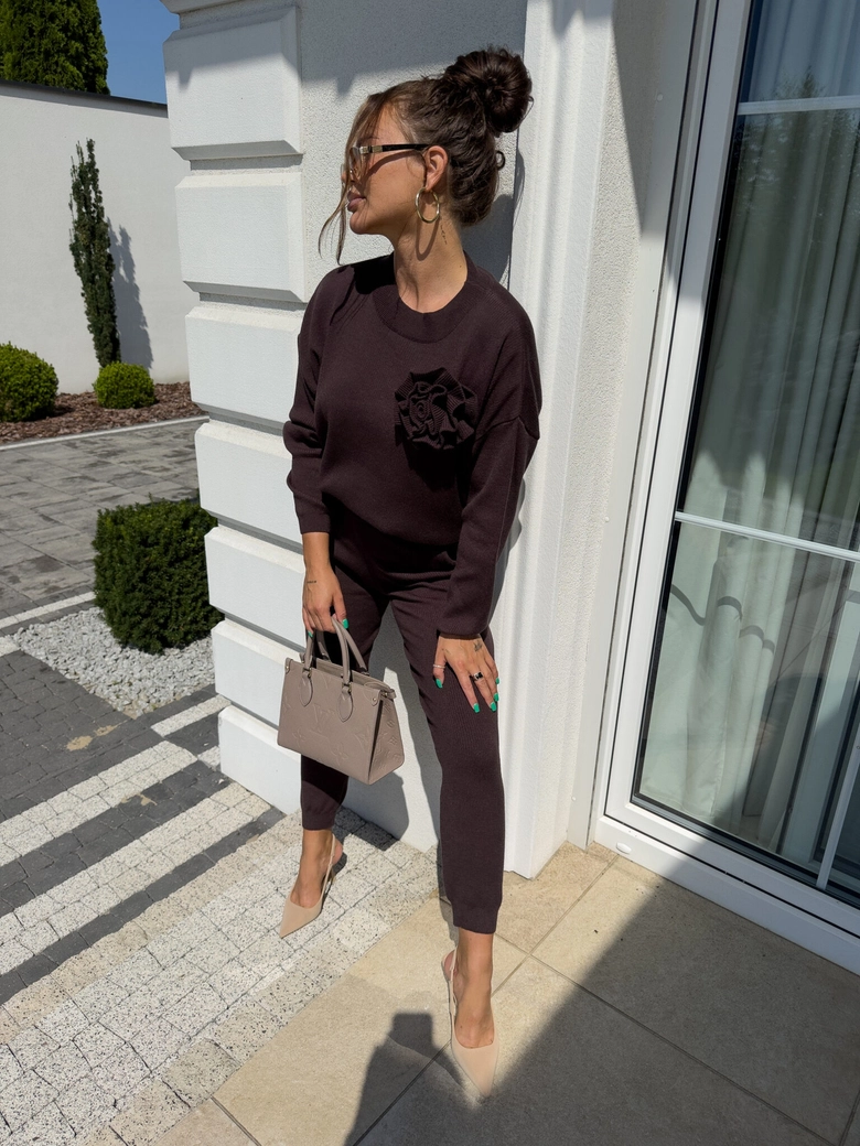 Komplet DELANI LONG – czekoladowy N18337