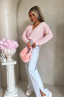 Sweter WOOD – jasny róż