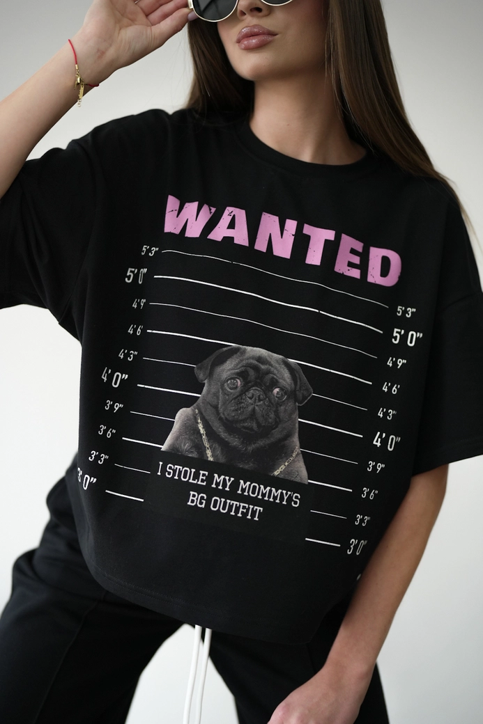 T-Shirt damski BG Pug | czarny C17925
