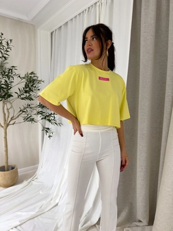 T-shirt pudełkowy MINIMAL - cytrynowy