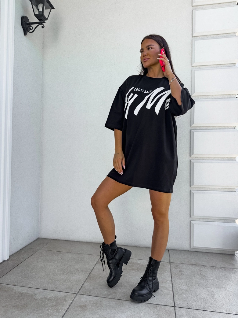 Tuniko sukienka t-shirt COLA - czarna