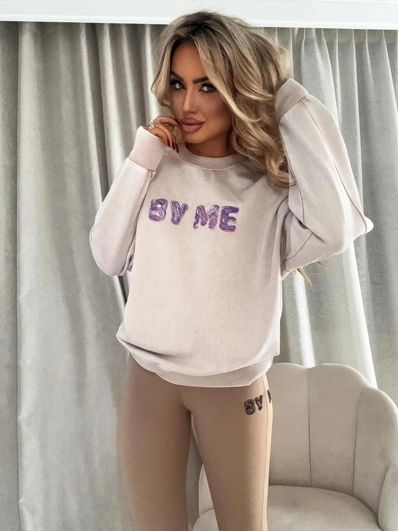 Dekatyzowana bluza POWER - jasny beż