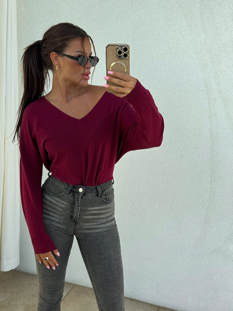 Sweter VOLCANO - bordo E16882