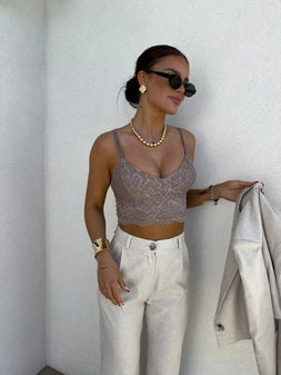 Top gorset KORONKOWY - mokka