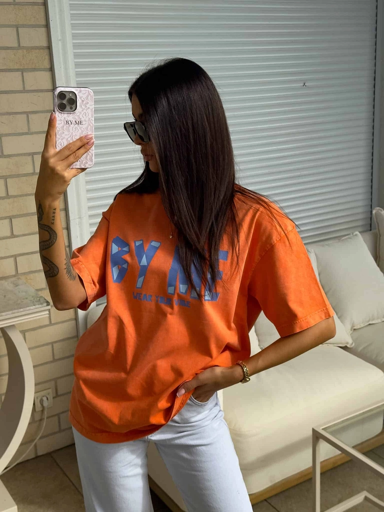 Dekatyzowany t-shirt BALEN - pomarańczowy