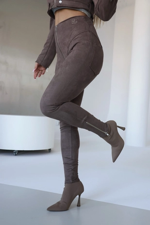 Legginsy damskie BG Button | cappuccino