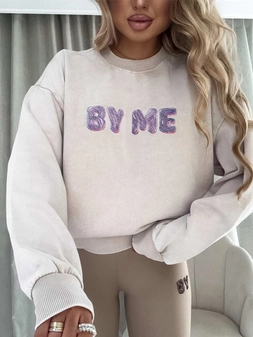 Dekatyzowana bluza POWER - jasny beż