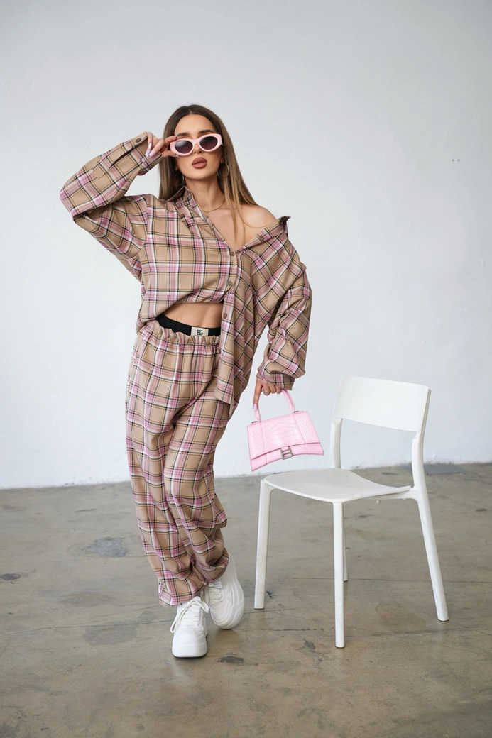 Spodnie damskie BG Friday | beż-róż