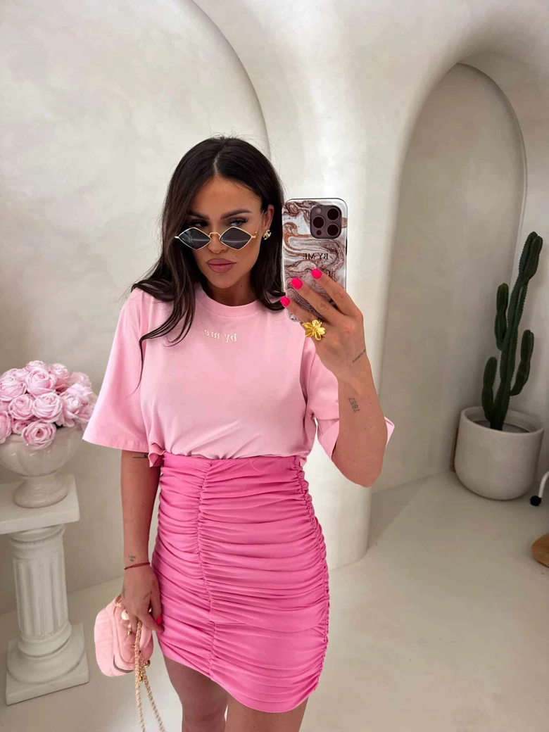 T-shirt pudełkowy ALLO - różowy