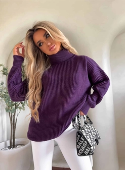 Sweter golf LAVER - śliwka